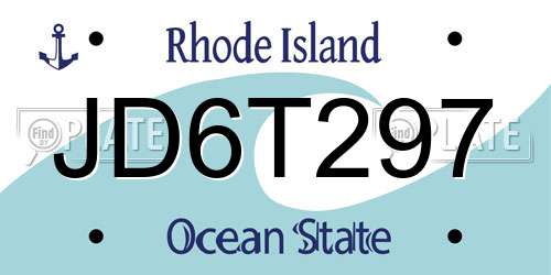 JD6T297 Rhode Island License Plate