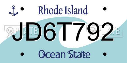 JD6T792 Rhode Island License Plate