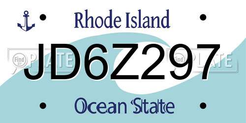 JD6Z297 Rhode Island License Plate