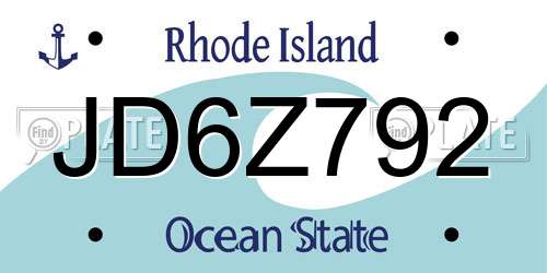 JD6Z792 Rhode Island License Plate