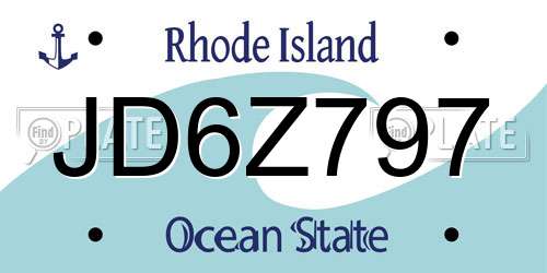 JD6Z797 Rhode Island License Plate