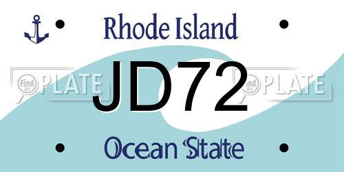 JD72 Rhode Island License Plate