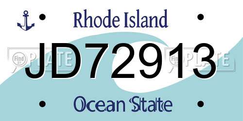 JD72913 Rhode Island License Plate