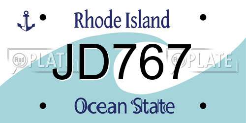 JD767 Rhode Island License Plate