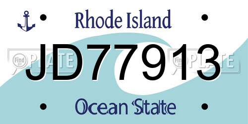 JD77913 Rhode Island License Plate