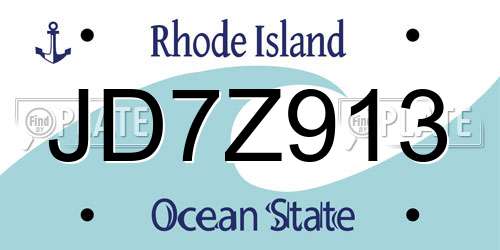 JD7Z913 Rhode Island License Plate
