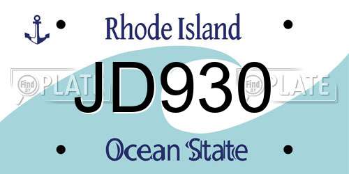 JD930 Rhode Island License Plate