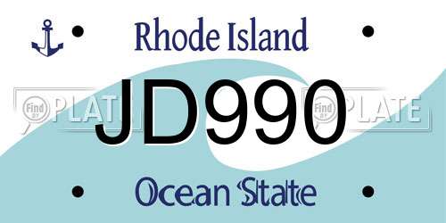 JD990 Rhode Island License Plate