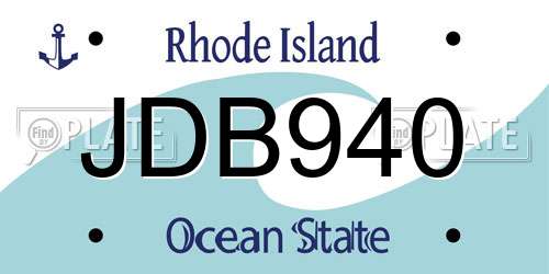 JDB940 Rhode Island License Plate