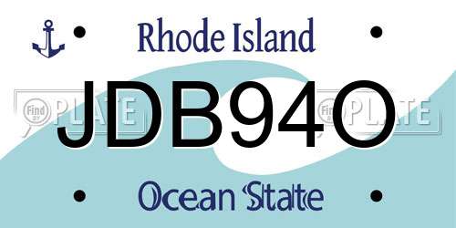 JDB94O Rhode Island License Plate