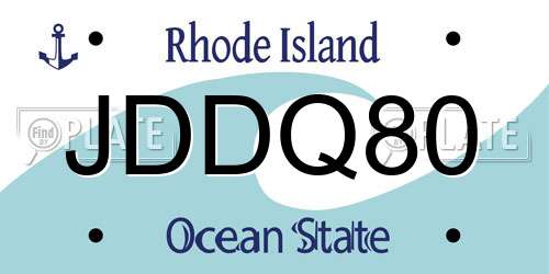 JDDQ80 Rhode Island License Plate