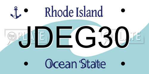JDEG30 Rhode Island License Plate