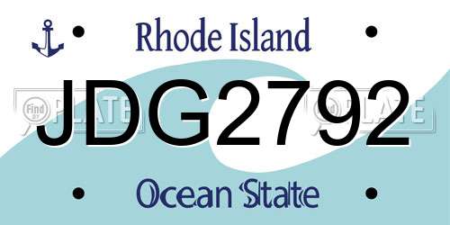 JDG2792 Rhode Island License Plate