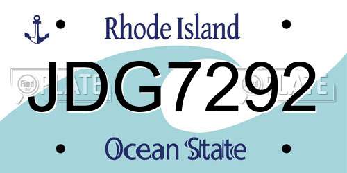 JDG7292 Rhode Island License Plate