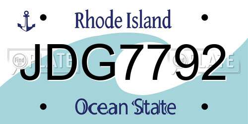 JDG7792 Rhode Island License Plate