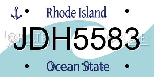 JDH5583 Rhode Island License Plate