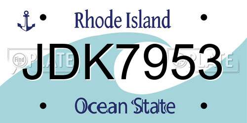 JDK7953 Rhode Island License Plate
