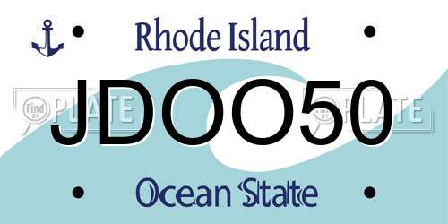 JDOO50 Rhode Island License Plate