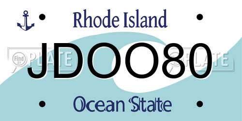 JDOO80 Rhode Island License Plate