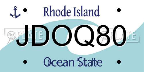 JDOQ80 Rhode Island License Plate