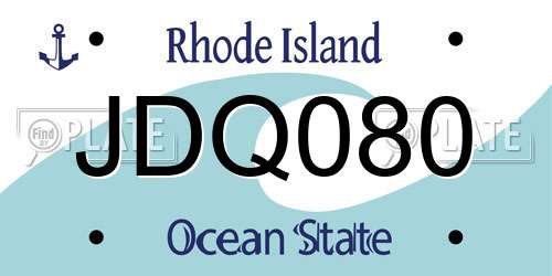 JDQ080 Rhode Island License Plate