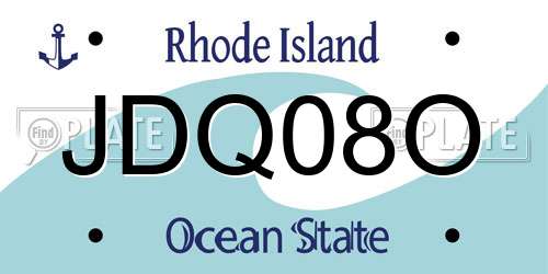 JDQ08O Rhode Island License Plate
