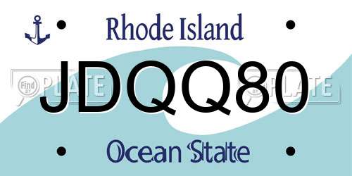 JDQQ80 Rhode Island License Plate