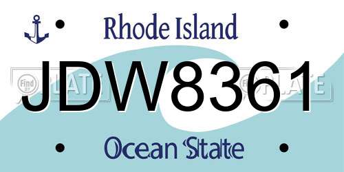 JDW8361 Rhode Island License Plate