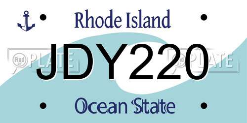 JDY220 Rhode Island License Plate