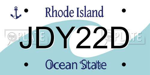 JDY22D Rhode Island License Plate
