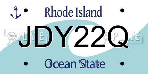 JDY22Q Rhode Island License Plate