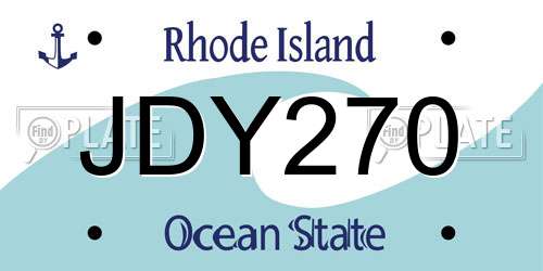 JDY270 Rhode Island License Plate