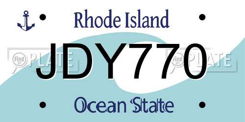 JDY770 Rhode Island License Plate
