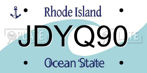 JDYQ90 Rhode Island License Plate