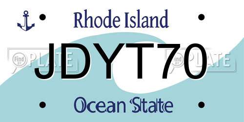 JDYT70 Rhode Island License Plate