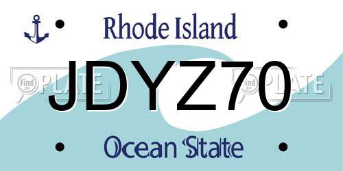 JDYZ70 Rhode Island License Plate