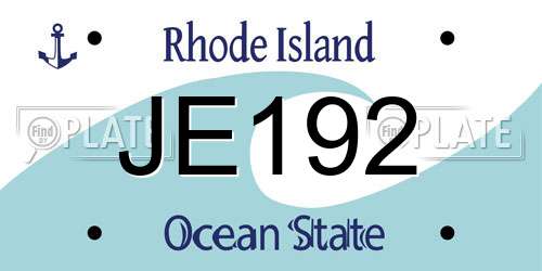 JE192 Rhode Island License Plate