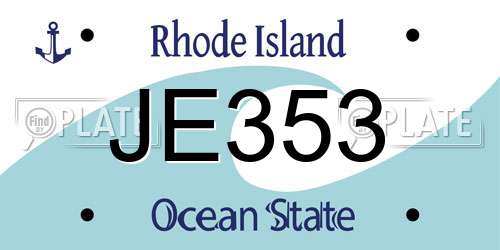 JE353 Rhode Island License Plate