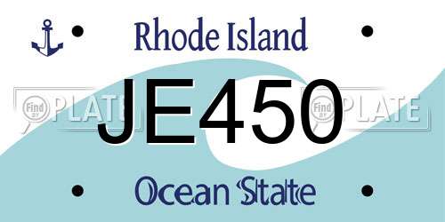 JE450 Rhode Island License Plate