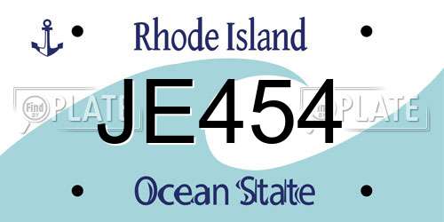 JE454 Rhode Island License Plate