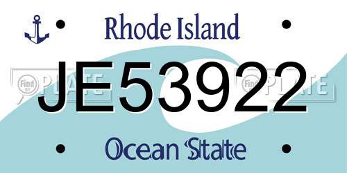 JE53922 Rhode Island License Plate