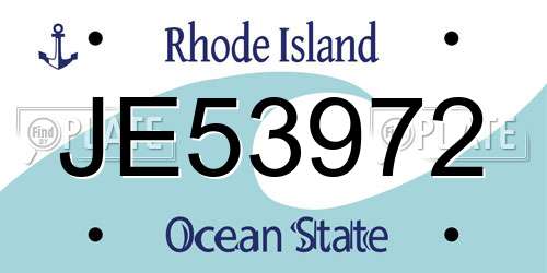 JE53972 Rhode Island License Plate