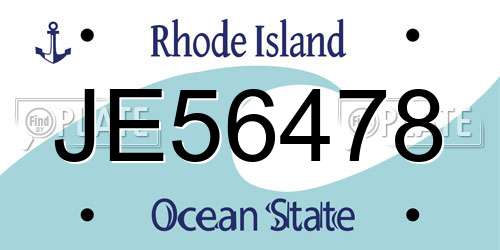 JE56478 Rhode Island License Plate