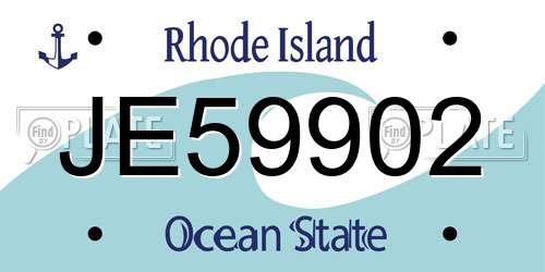 JE59902 Rhode Island License Plate