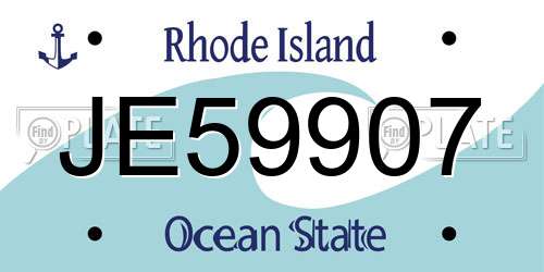 JE59907 Rhode Island License Plate