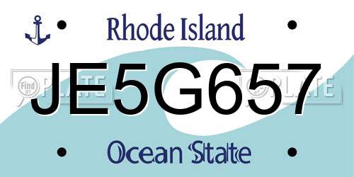JE5G657 Rhode Island License Plate