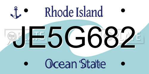 JE5G682 Rhode Island License Plate