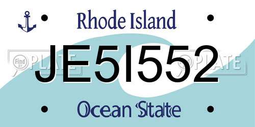 JE5I552 Rhode Island License Plate