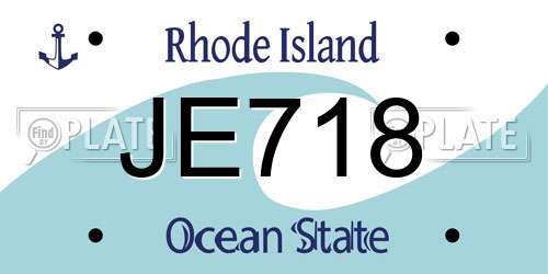 JE718 Rhode Island License Plate
