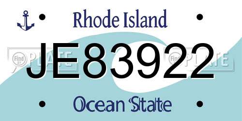 JE83922 Rhode Island License Plate
